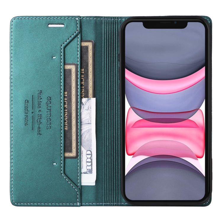 For iPhone 12 GQUTROBE G01 RFID Anti-theft Leather Phone Case(Green)