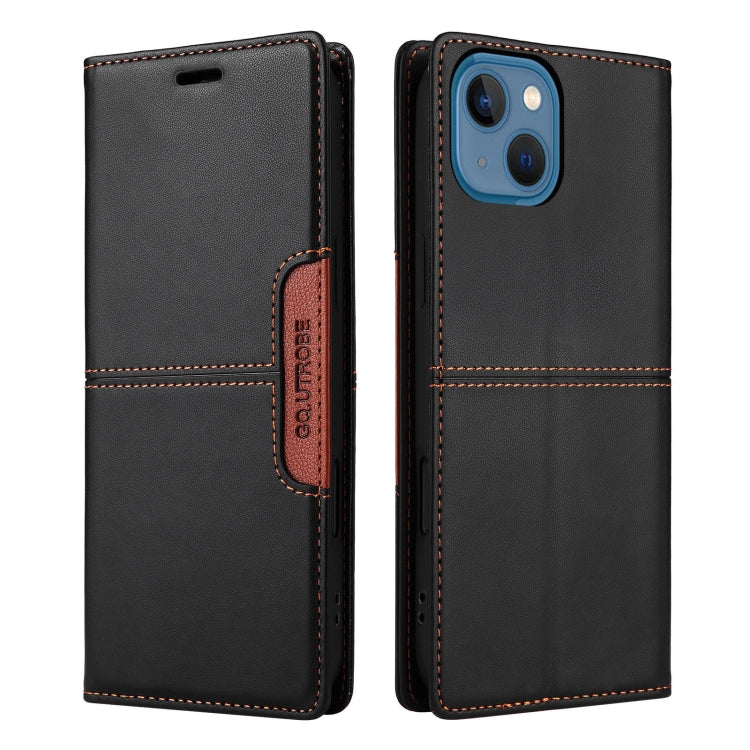 For iPhone 15 Plus / 14 Plus GQUTROBE G01 RFID Anti-theft Leather Phone Case(Black)