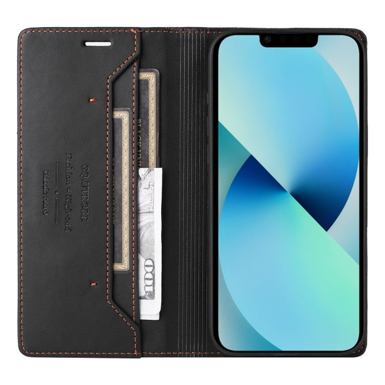 For iPhone 15 Plus / 14 Plus GQUTROBE G01 RFID Anti-theft Leather Phone Case(Black)