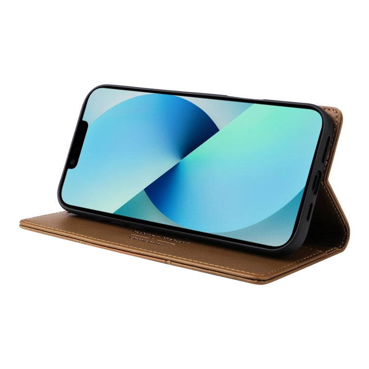 For iPhone 15 GQUTROBE G01 RFID Anti-theft Leather Phone Case(Brown)