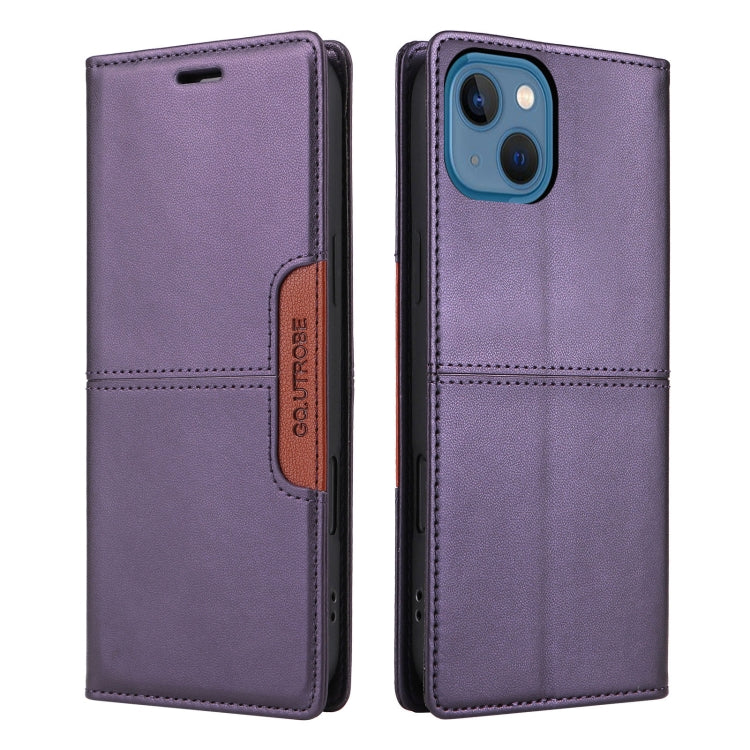 For iPhone 15 GQUTROBE G01 RFID Anti-theft Leather Phone Case(Purple)