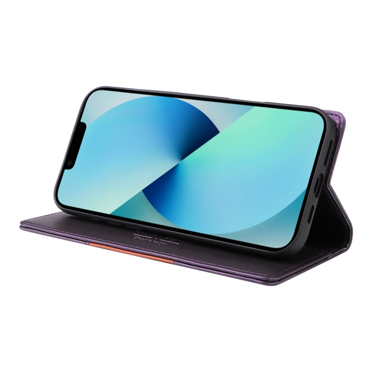 For iPhone 15 GQUTROBE G01 RFID Anti-theft Leather Phone Case(Purple)