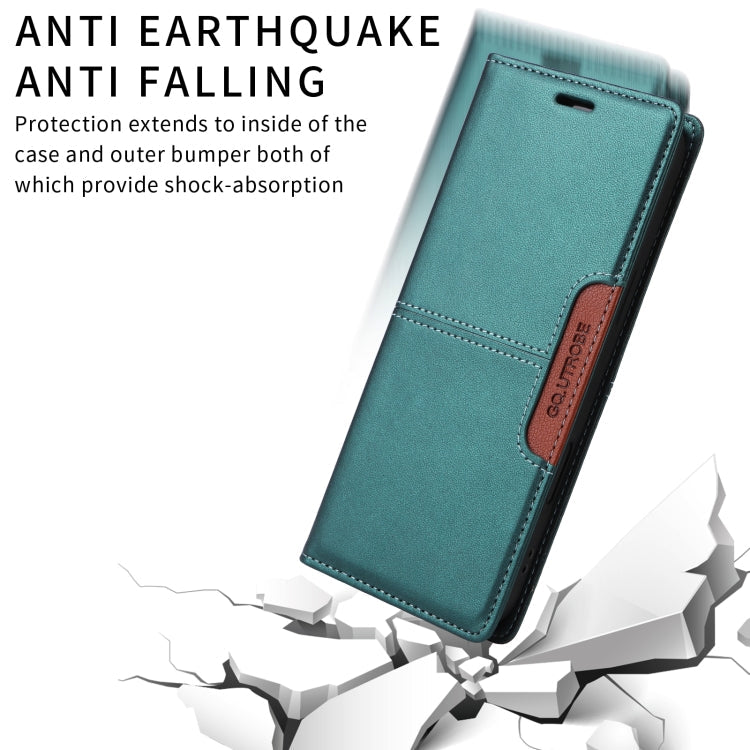 For iPhone 15 GQUTROBE G01 RFID Anti-theft Leather Phone Case(Green)