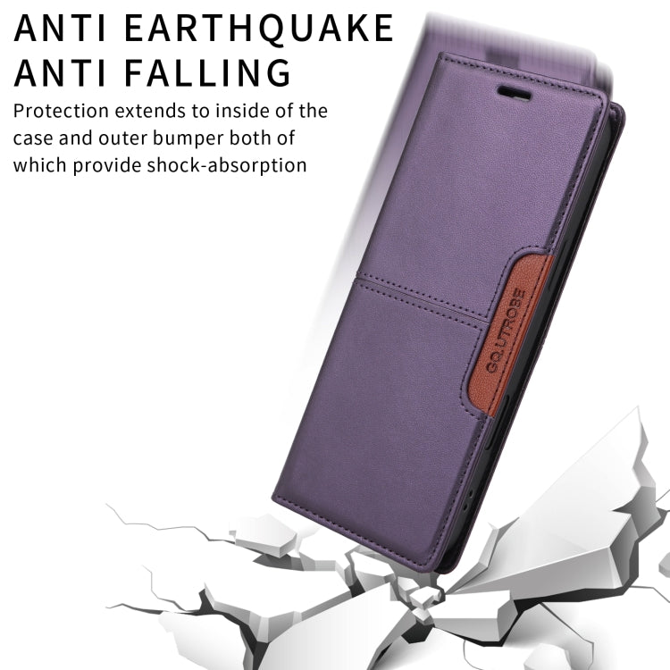 For iPhone 16 Plus GQUTROBE G01 RFID Anti-theft Leather Phone Case(Purple)
