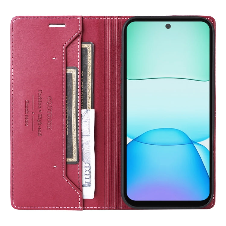 For Redmi 13 4G GQUTROBE G01 RFID Anti-theft Leather Phone Case(Red)