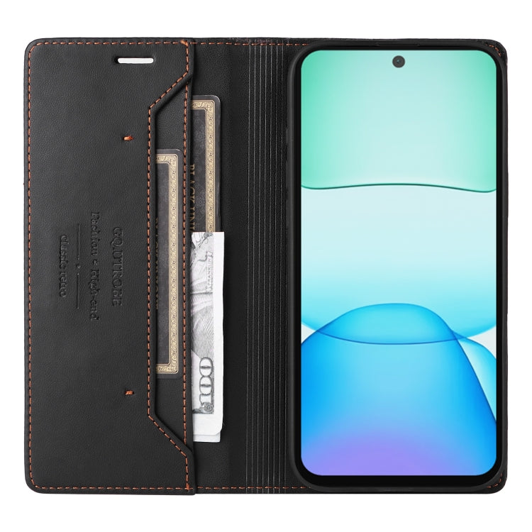 For Redmi 13 4G GQUTROBE G01 RFID Anti-theft Leather Phone Case(Black)