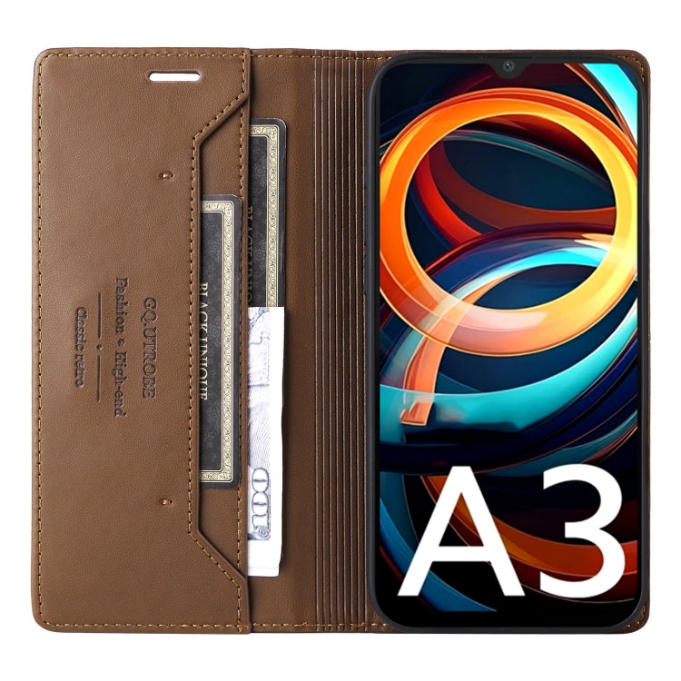 For Redmi A3 4G GQUTROBE G01 RFID Anti-theft Leather Phone Case(Brown)