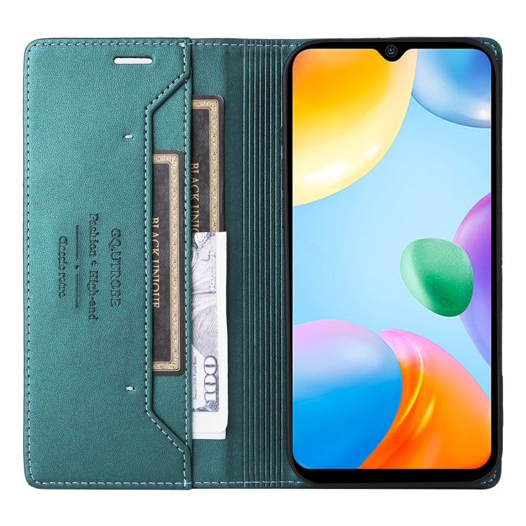 For Redmi 10C GQUTROBE G01 RFID Anti-theft Leather Phone Case(Green)