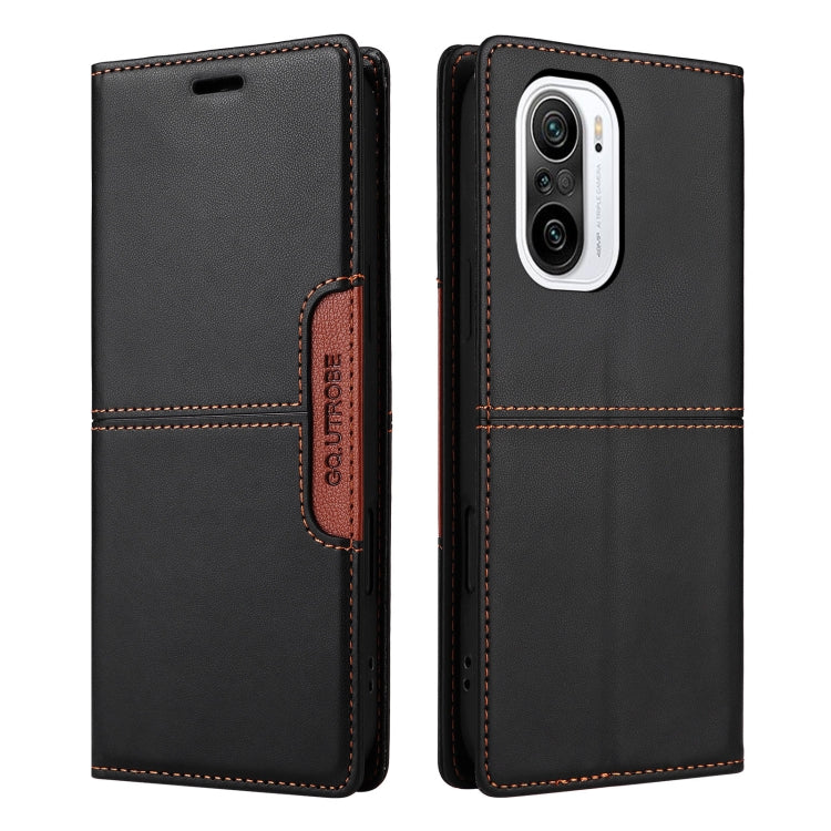 For Redmi K40 GQUTROBE G01 RFID Anti-theft Leather Phone Case(Black)