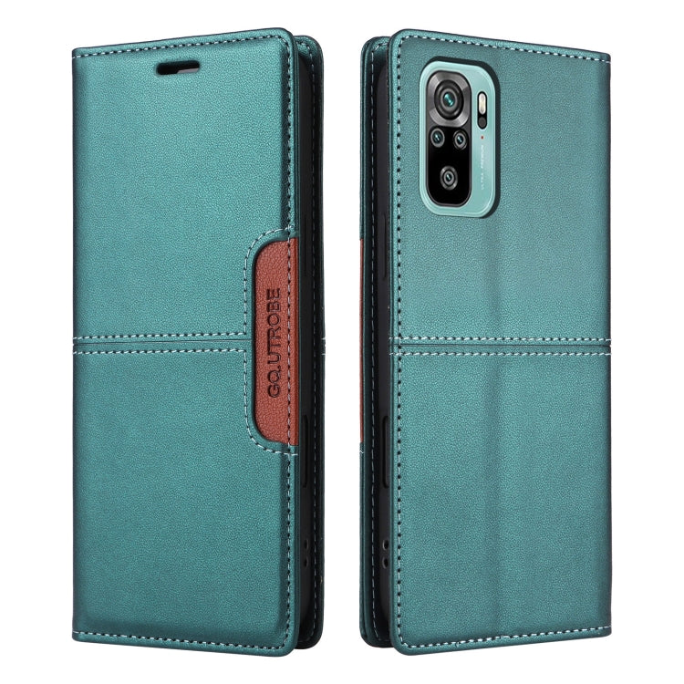 For Redmi Note 10 4G GQUTROBE G01 RFID Anti-theft Leather Phone Case(Green)