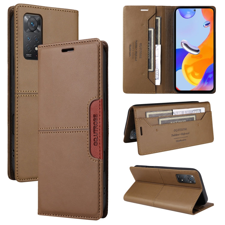 For Redmi Note 11 Pro Global GQUTROBE G01 RFID Anti-theft Leather Phone Case(Brown)
