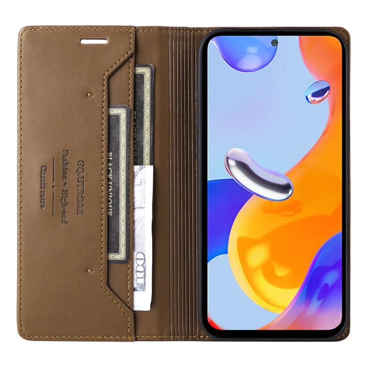 For Redmi Note 11 Pro Global GQUTROBE G01 RFID Anti-theft Leather Phone Case(Brown)