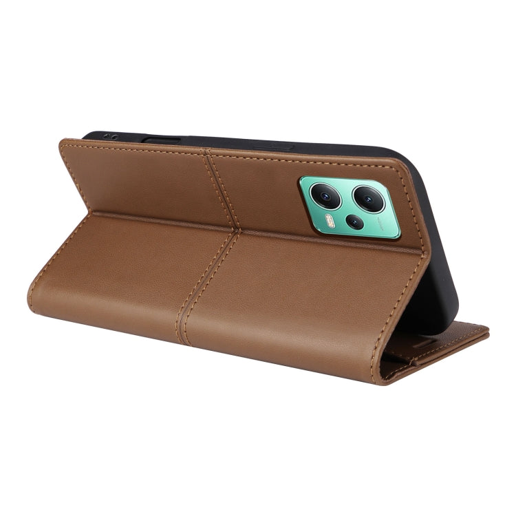 For Redmi Note 12 5G GQUTROBE G01 RFID Anti-theft Leather Phone Case(Brown)
