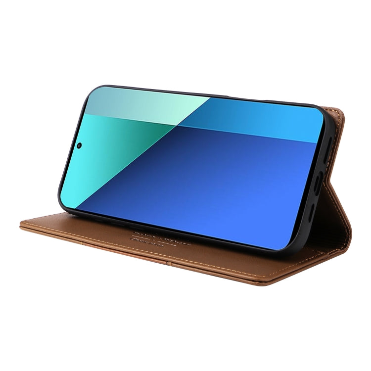 For Redmi Note 13 4G GQUTROBE G01 RFID Anti-theft Leather Phone Case(Brown)