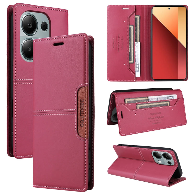 For Redmi Note 13 Pro 4G GQUTROBE G01 RFID Anti-theft Leather Phone Case(Red)