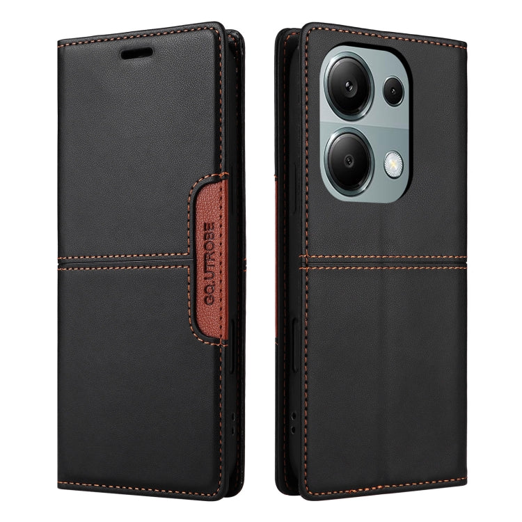 For Redmi Note 13 Pro 4G GQUTROBE G01 RFID Anti-theft Leather Phone Case(Black)