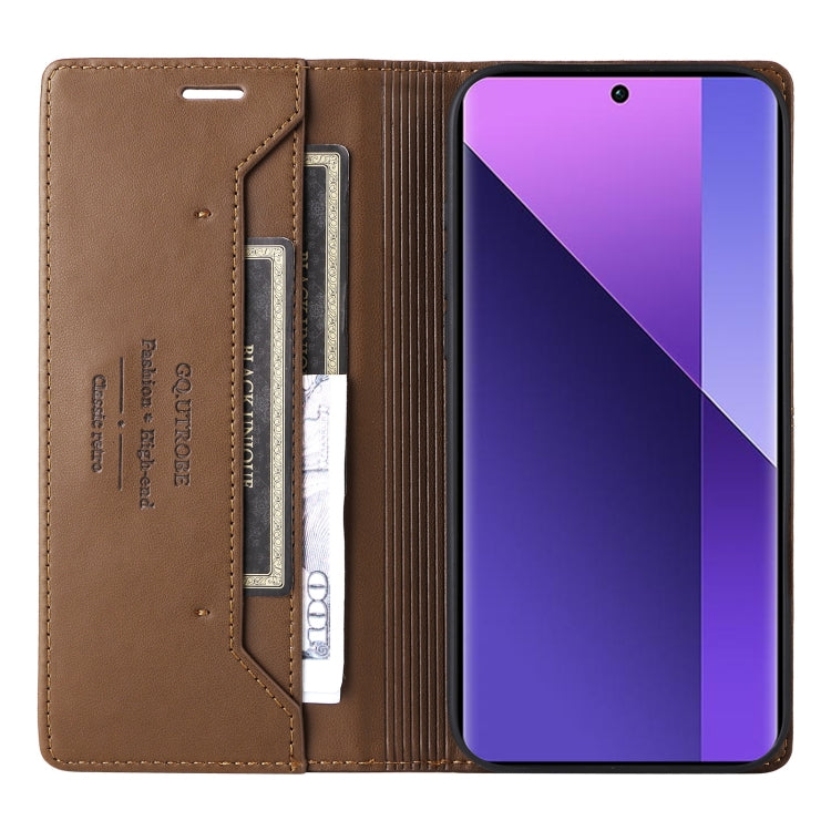 For Redmi Note 13 Pro+ GQUTROBE G01 RFID Anti-theft Leather Phone Case(Brown)