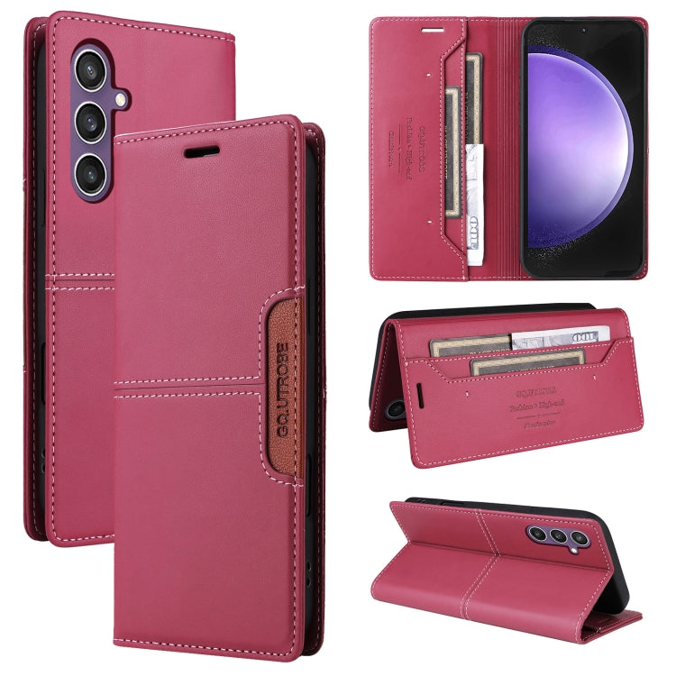 For Samsung Galaxy A34 GQUTROBE G01 RFID Anti-theft Leather Phone Case(Red)