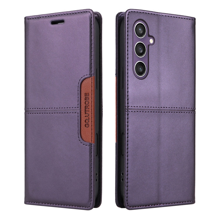 For Samsung Galaxy A35 GQUTROBE G01 RFID Anti-theft Leather Phone Case(Purple)