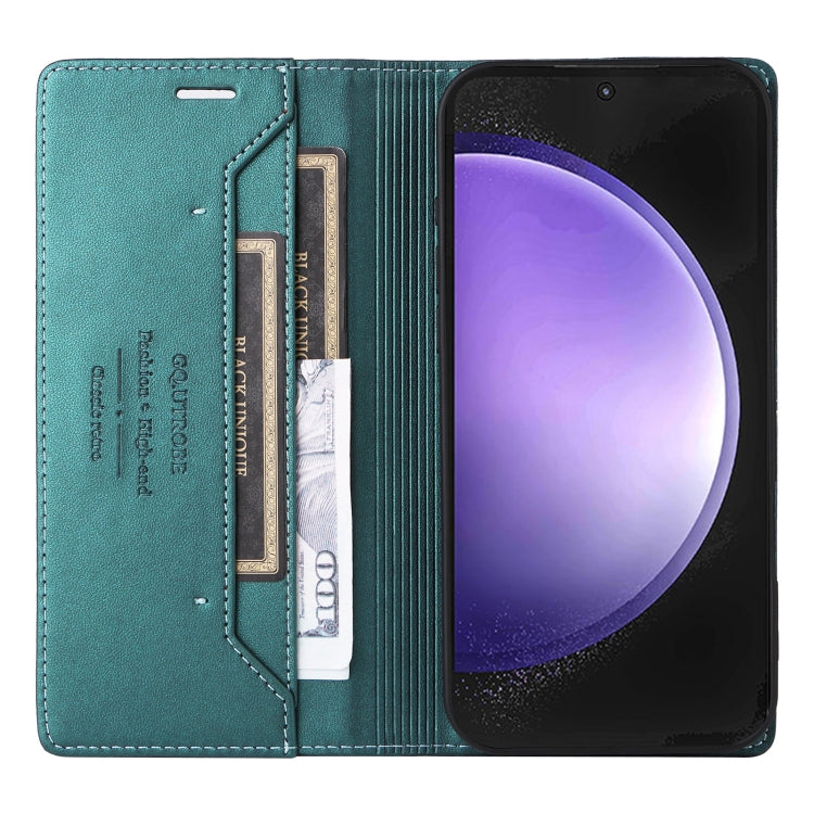 For Samsung Galaxy A35 GQUTROBE G01 RFID Anti-theft Leather Phone Case(Green)