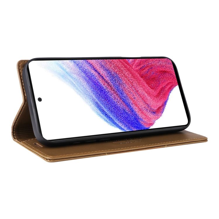 For Samsung Galaxy A13 5G / 4G GQUTROBE G01 RFID Anti-theft Leather Phone Case(Brown)
