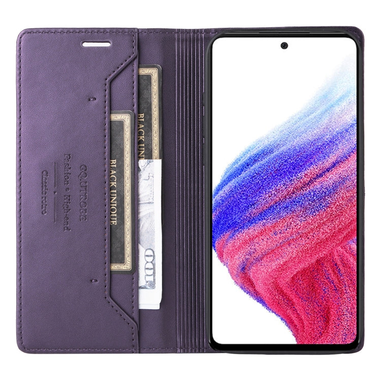 For Samsung Galaxy A13 5G / 4G GQUTROBE G01 RFID Anti-theft Leather Phone Case(Purple)