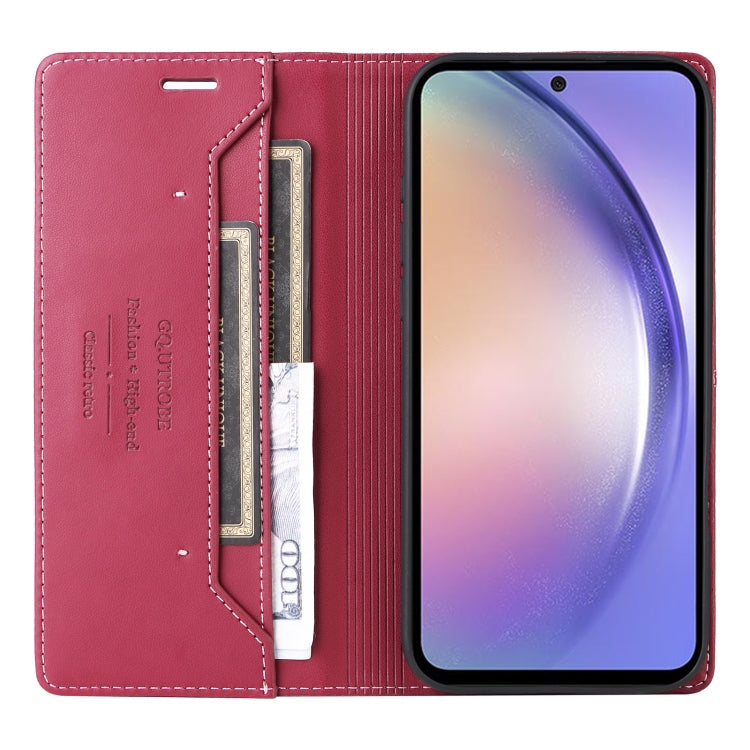 For Samsung Galaxy A14 5G GQUTROBE G01 RFID Anti-theft Leather Phone Case(Red)
