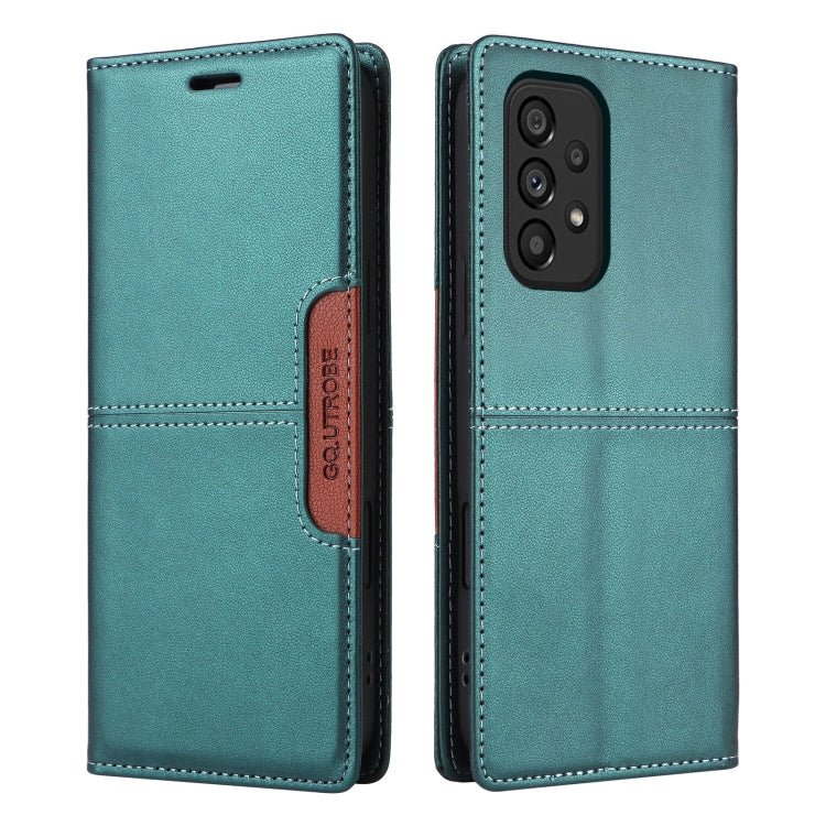 For Samsung Galaxy A32 5G GQUTROBE G01 RFID Anti-theft Leather Phone Case(Green)