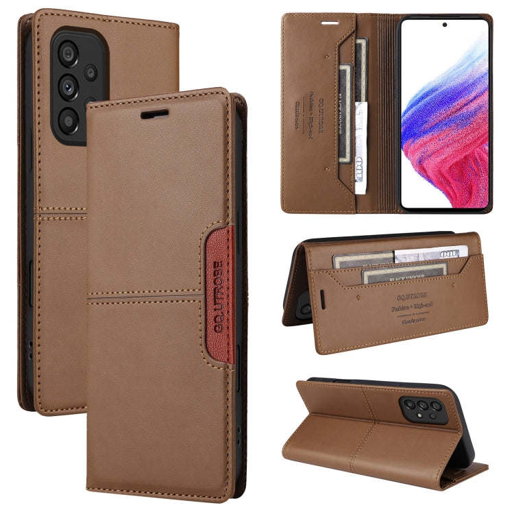 For Samsung Galaxy A33 5G GQUTROBE G01 RFID Anti-theft Leather Phone Case(Brown)