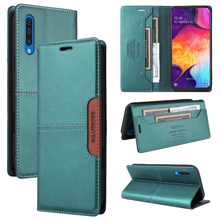 For Samsung Galaxy A50 GQUTROBE G01 RFID Anti-theft Leather Phone Case(Green)