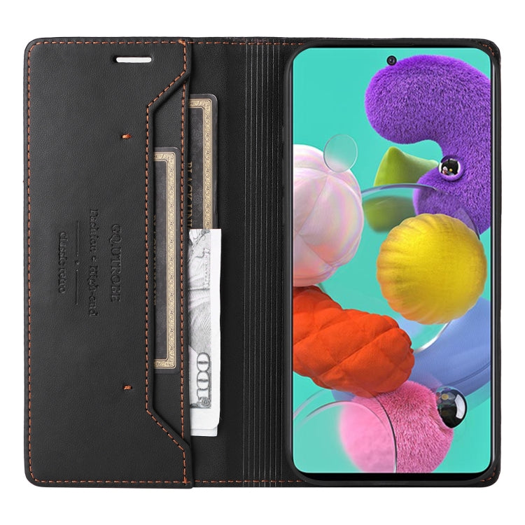 For Samsung Galaxy A51 4G GQUTROBE G01 RFID Anti-theft Leather Phone Case(Black)