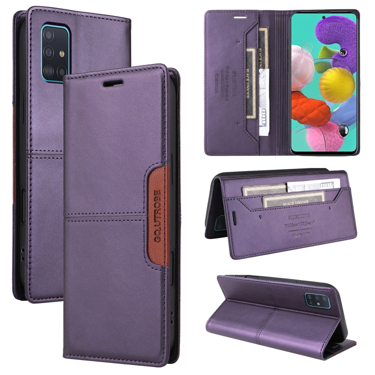 For Samsung Galaxy A51 4G GQUTROBE G01 RFID Anti-theft Leather Phone Case(Purple)