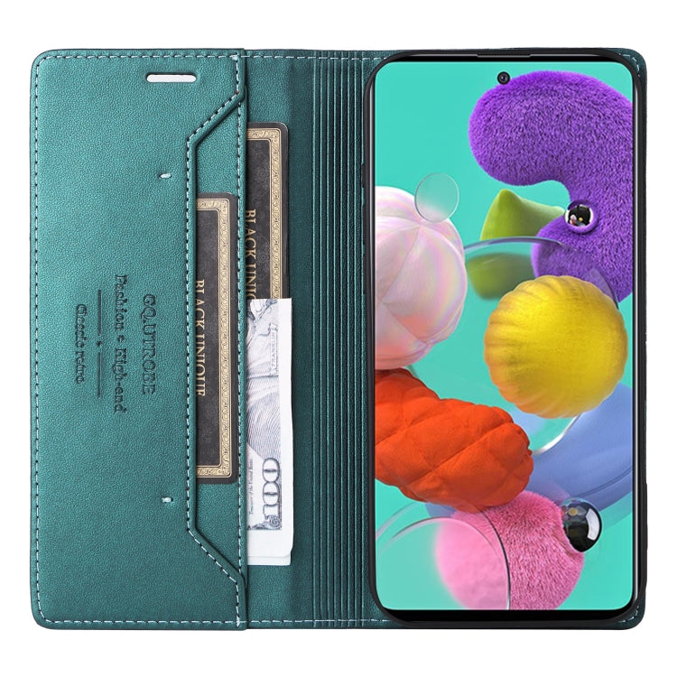 For Samsung Galaxy A51 4G GQUTROBE G01 RFID Anti-theft Leather Phone Case(Green)