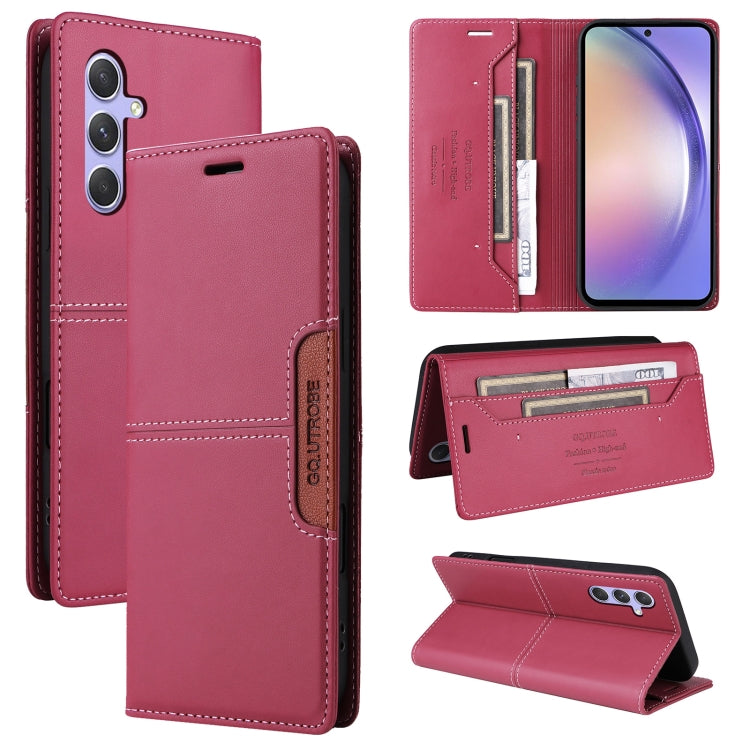 For Samsung Galaxy A54 5G GQUTROBE G01 RFID Anti-theft Leather Phone Case(Red)