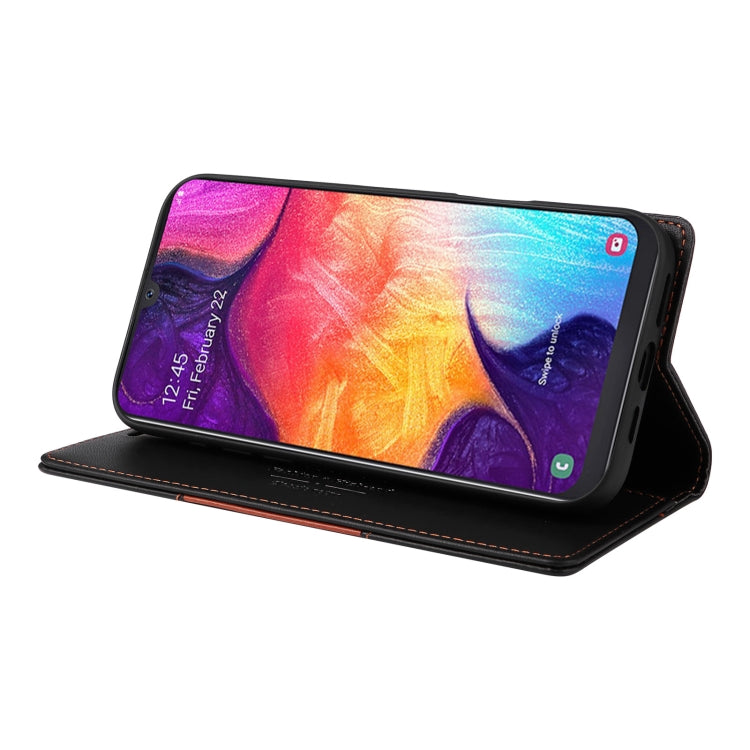 For Samsung Galaxy A70 GQUTROBE G01 RFID Anti-theft Leather Phone Case(Black)