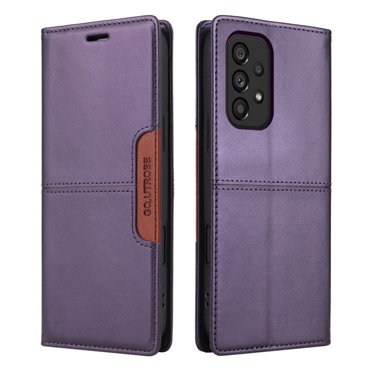 For Samsung Galaxy A72 GQUTROBE G01 RFID Anti-theft Leather Phone Case(Purple)