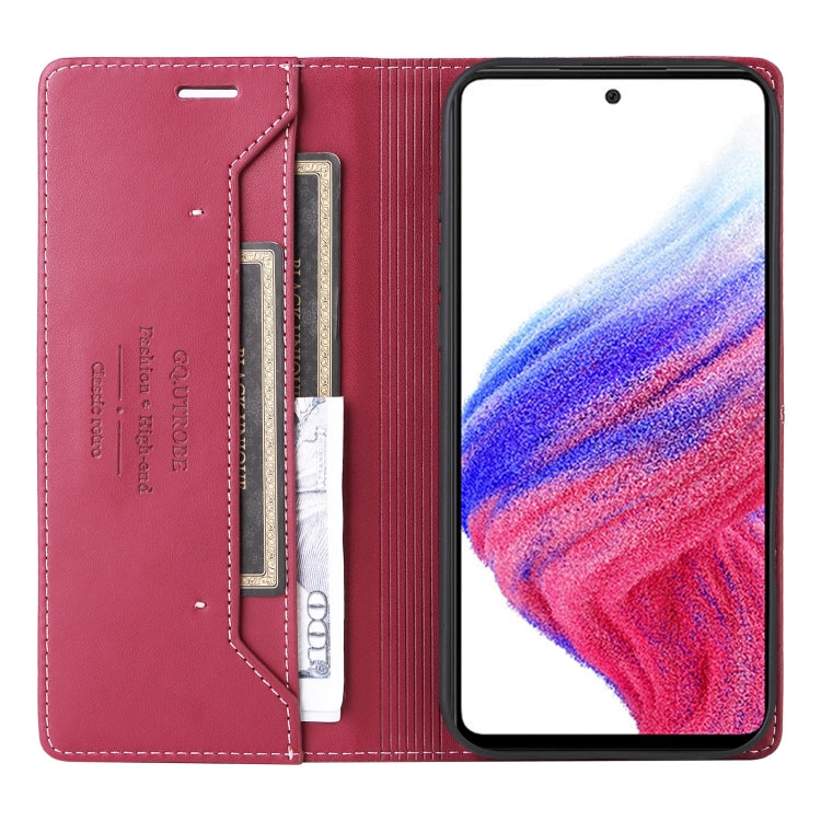 For Samsung Galaxy A73 5G GQUTROBE G01 RFID Anti-theft Leather Phone Case(Red)
