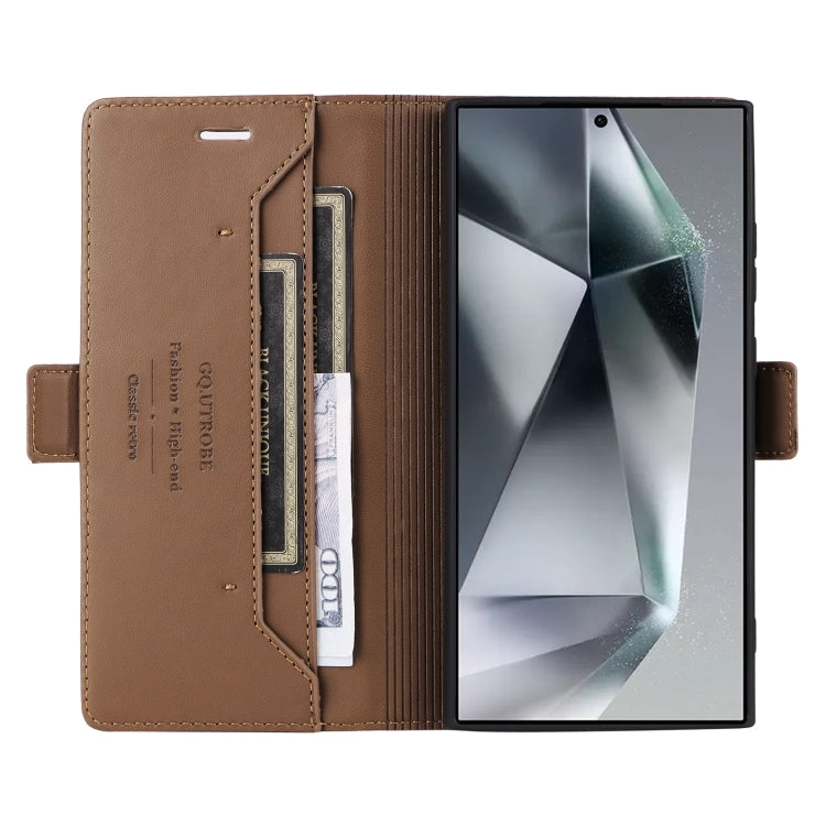 For Samsung Galaxy S22 Ultra 5G GQUTROBE G01 RFID Anti-theft Leather Phone Case(Brown)