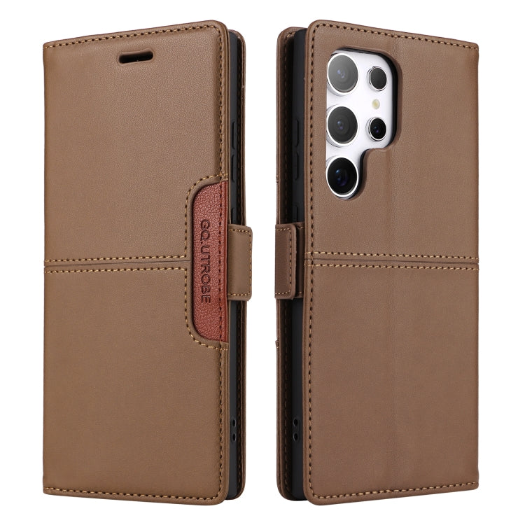 For Samsung Galaxy S24 Ultra 5G GQUTROBE G01 RFID Anti-theft Leather Phone Case(Brown)