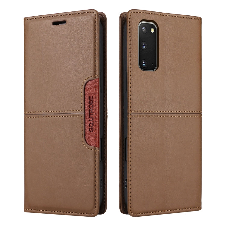 For Samsung Galaxy S20 FE GQUTROBE G01 RFID Anti-theft Leather Phone Case(Brown)