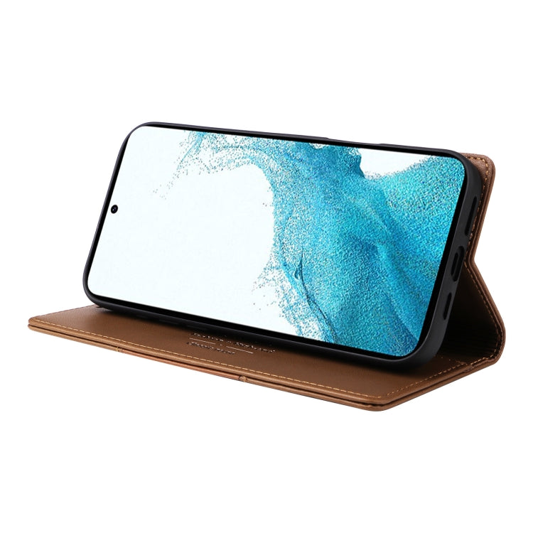 For Samsung Galaxy S21 5G GQUTROBE G01 RFID Anti-theft Leather Phone Case(Brown)