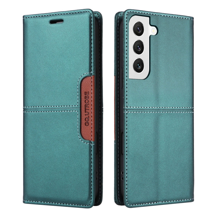 For Samsung Galaxy S21 5G GQUTROBE G01 RFID Anti-theft Leather Phone Case(Green)