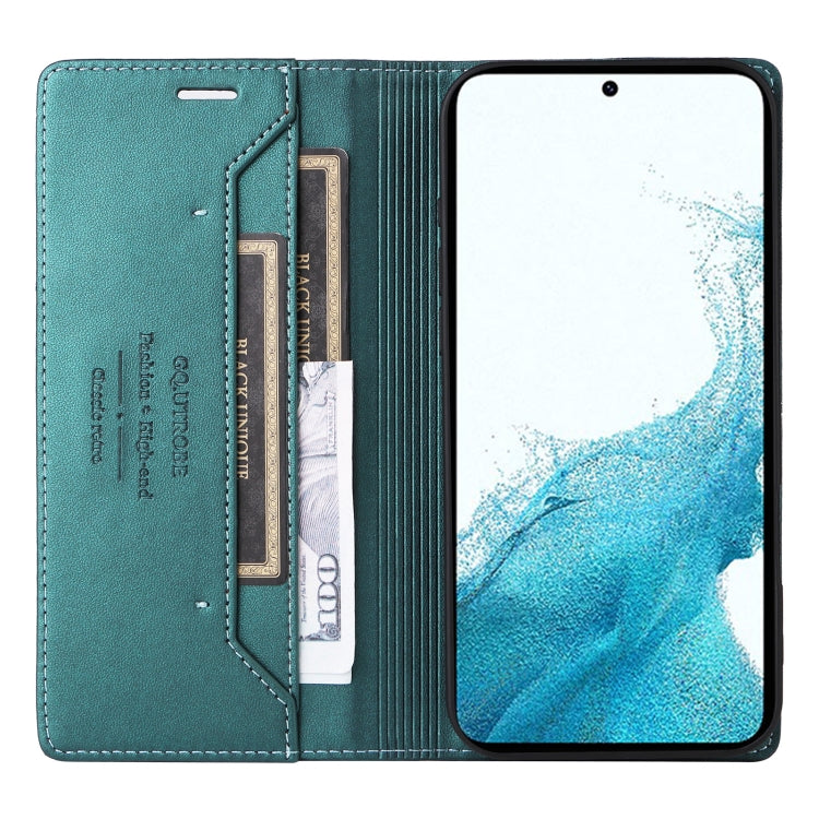 For Samsung Galaxy S21 FE 5G GQUTROBE G01 RFID Anti-theft Leather Phone Case(Green)