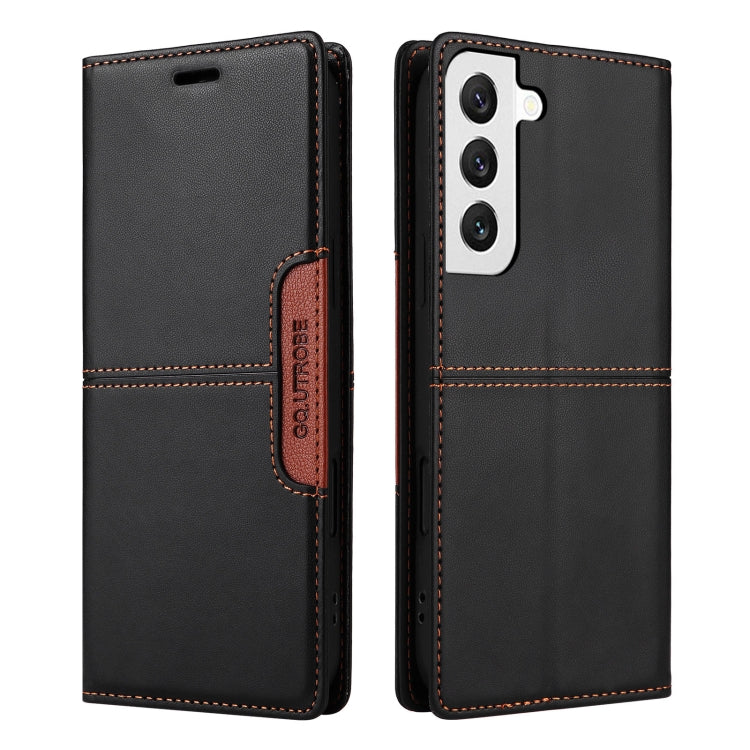 For Samsung Galaxy S22 5G GQUTROBE G01 RFID Anti-theft Leather Phone Case(Black)