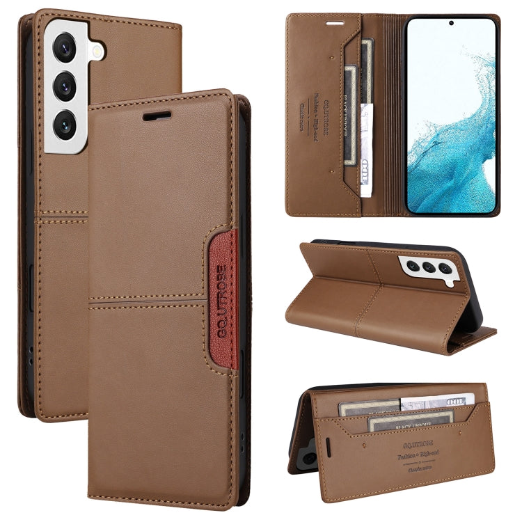 For Samsung Galaxy S22+ 5G GQUTROBE G01 RFID Anti-theft Leather Phone Case(Brown)