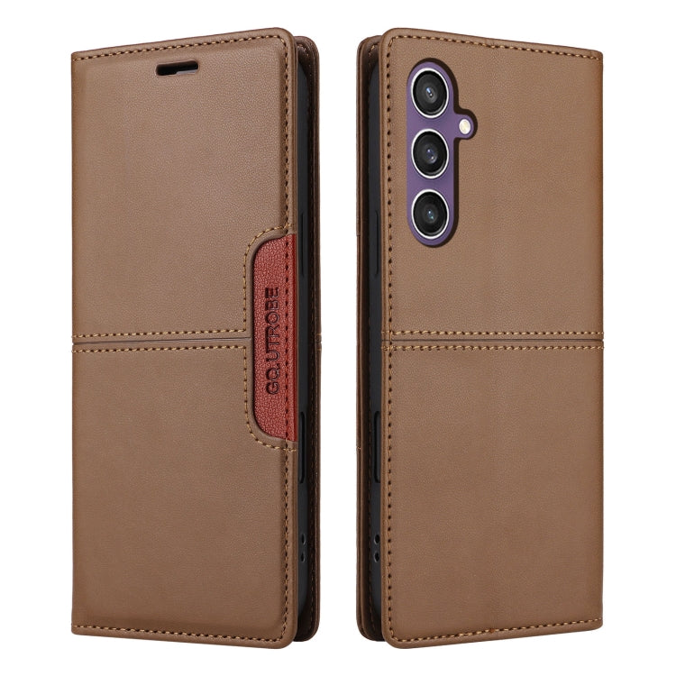 For Samsung Galaxy S23 FE 5G GQUTROBE G01 RFID Anti-theft Leather Phone Case(Brown)