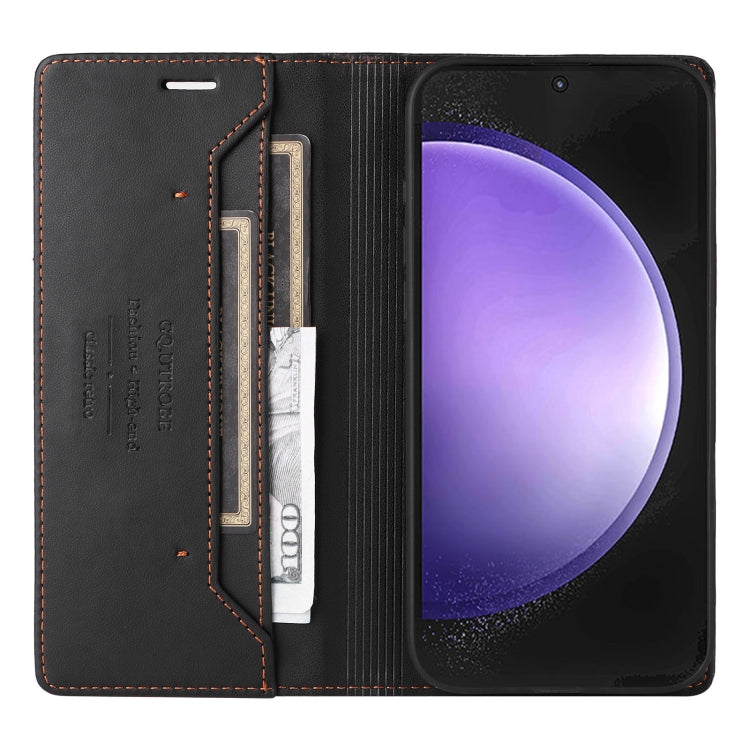 For Samsung Galaxy S24 FE 5G GQUTROBE G01 RFID Anti-theft Leather Phone Case(Black)