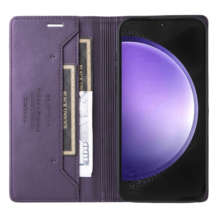 For Samsung Galaxy S24+ 5G GQUTROBE G01 RFID Anti-theft Leather Phone Case(Purple)