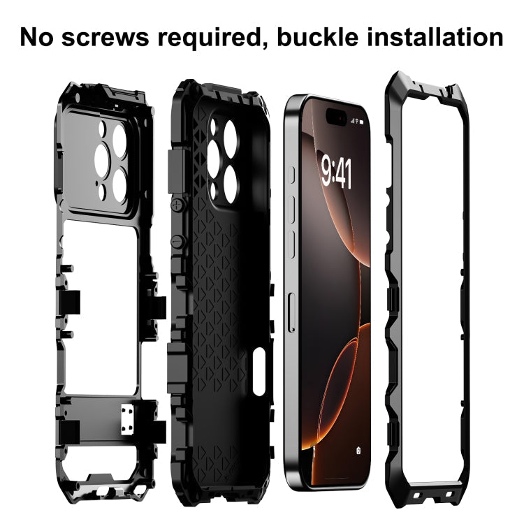 For iPhone 16 Pro Max R-JUST Life Waterproof Dustproof Shockproof Phone Case(Black)