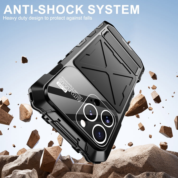 For iPhone 16 Pro Max R-JUST Life Waterproof Dustproof Shockproof Phone Case(Black)